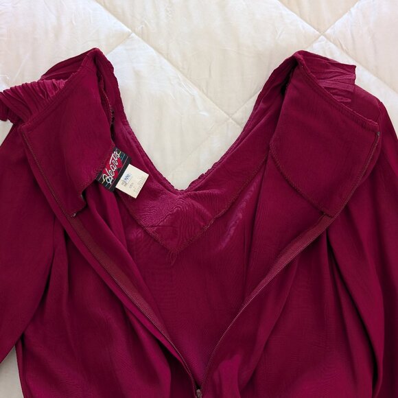 HEARTS Dress 11/12 Red Prairie VTG Maxi Ruffle Collar Button Pleated Cottagecore - Picture 8 of 14